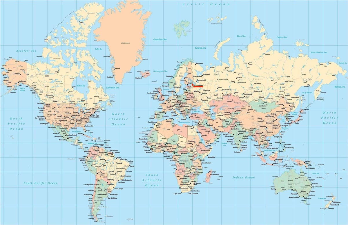 圣彼得堡在世界地图上的位置