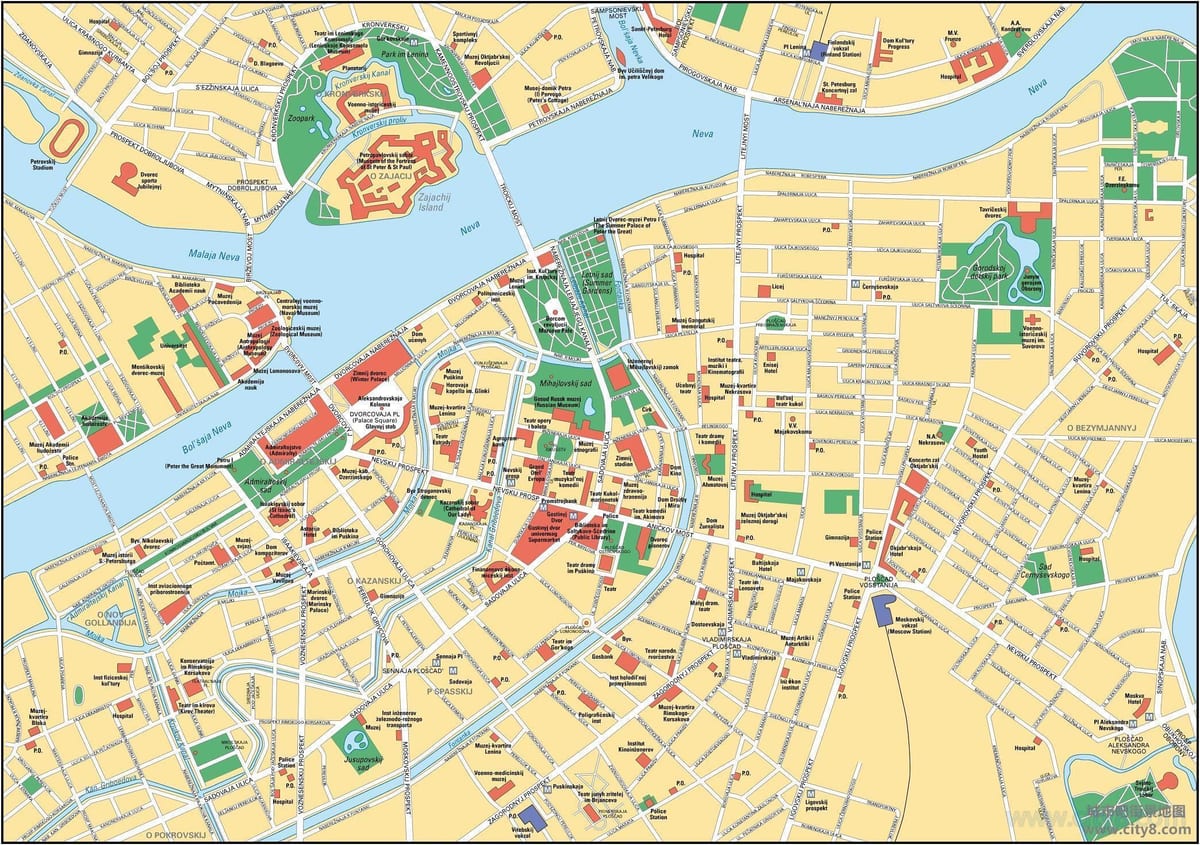 圣彼得堡市中心地图
